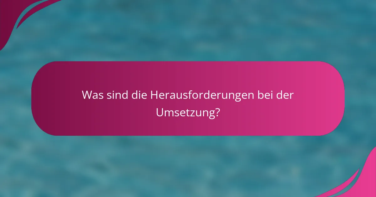Was sind die Herausforderungen bei der Umsetzung?