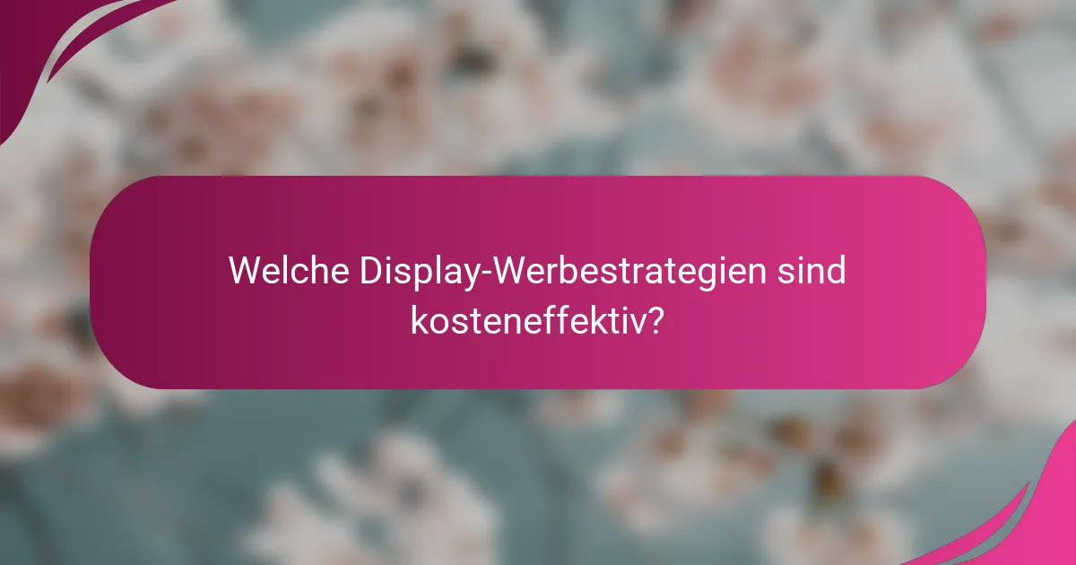 Welche Display-Werbestrategien sind kosteneffektiv?