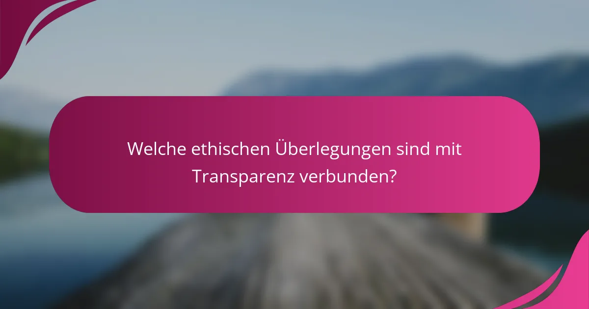 Welche ethischen Überlegungen sind mit Transparenz verbunden?