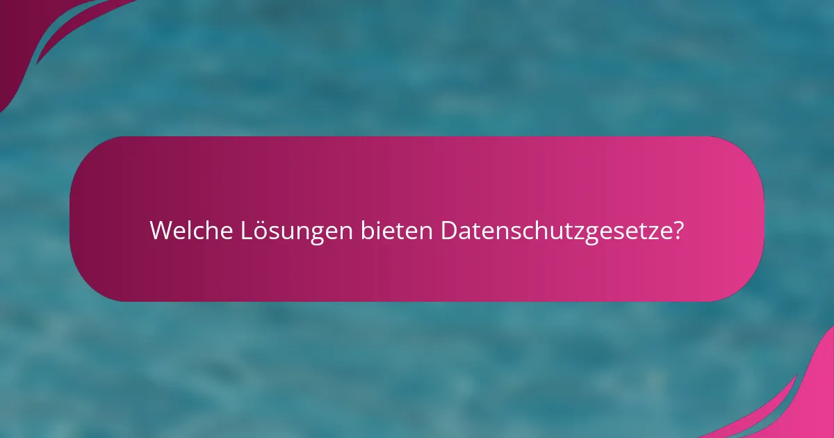 Welche Lösungen bieten Datenschutzgesetze?