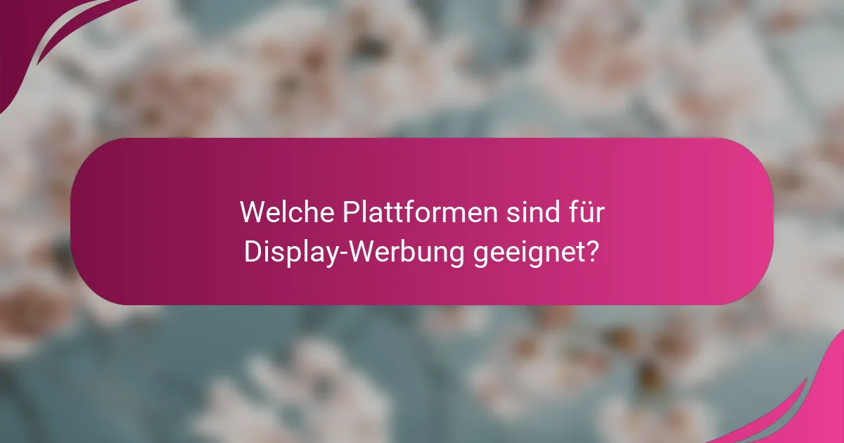Welche Plattformen sind für Display-Werbung geeignet?