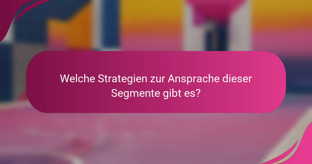 Welche Strategien zur Ansprache dieser Segmente gibt es?