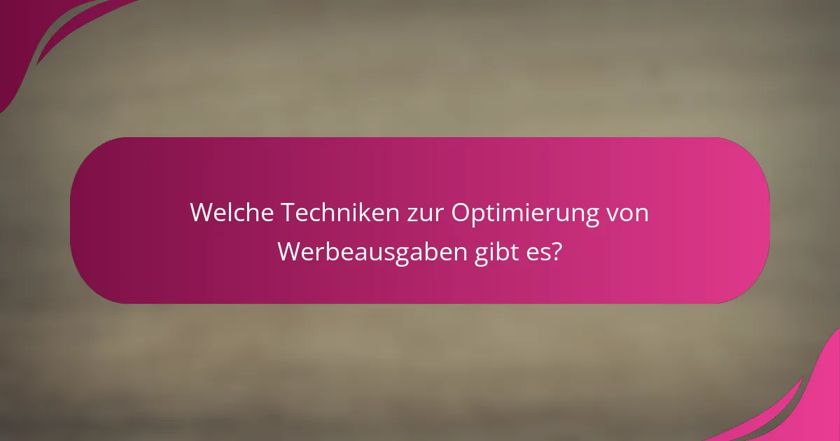 Welche Techniken zur Optimierung von Werbeausgaben gibt es?