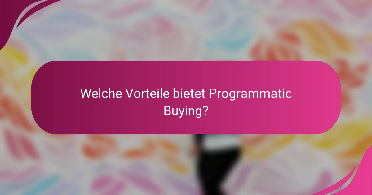 Welche Vorteile bietet Programmatic Buying?