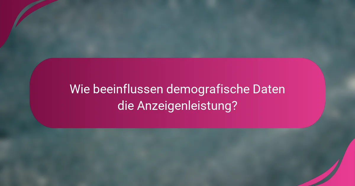 Wie beeinflussen demografische Daten die Anzeigenleistung?