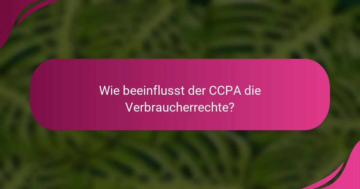 Wie beeinflusst der CCPA die Verbraucherrechte?