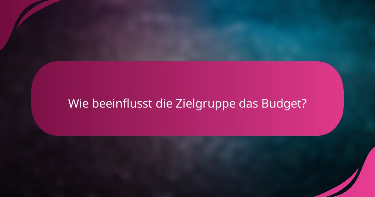Wie beeinflusst die Zielgruppe das Budget?