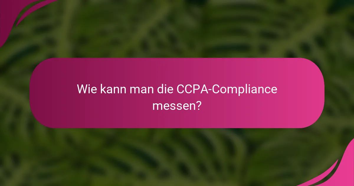 Wie kann man die CCPA-Compliance messen?