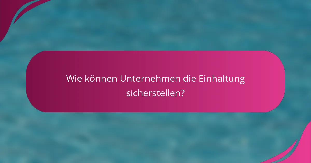 Wie können Unternehmen die Einhaltung sicherstellen?