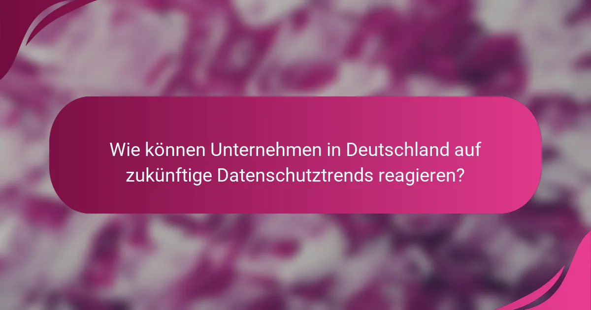 Wie können Unternehmen in Deutschland auf zukünftige Datenschutztrends reagieren?