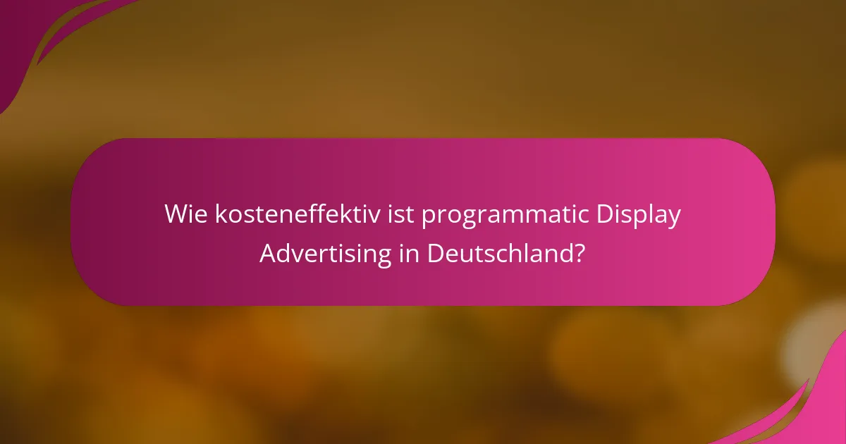 Wie kosteneffektiv ist programmatic Display Advertising in Deutschland?