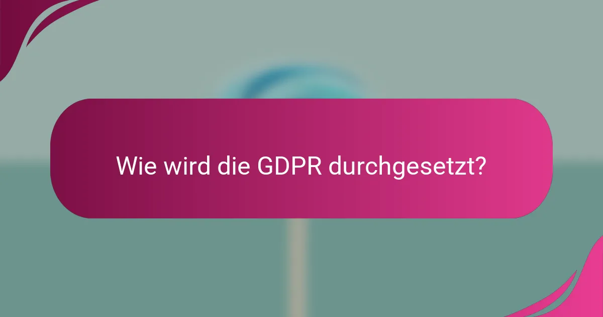 Wie wird die GDPR durchgesetzt?